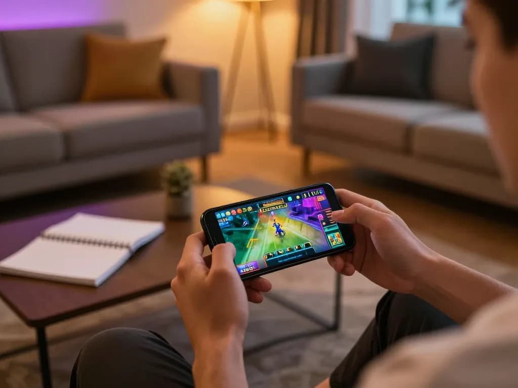 Experience the dynamic excitement of mobile gaming with mm88br on a cozy setup showcasing strategic gameplay.