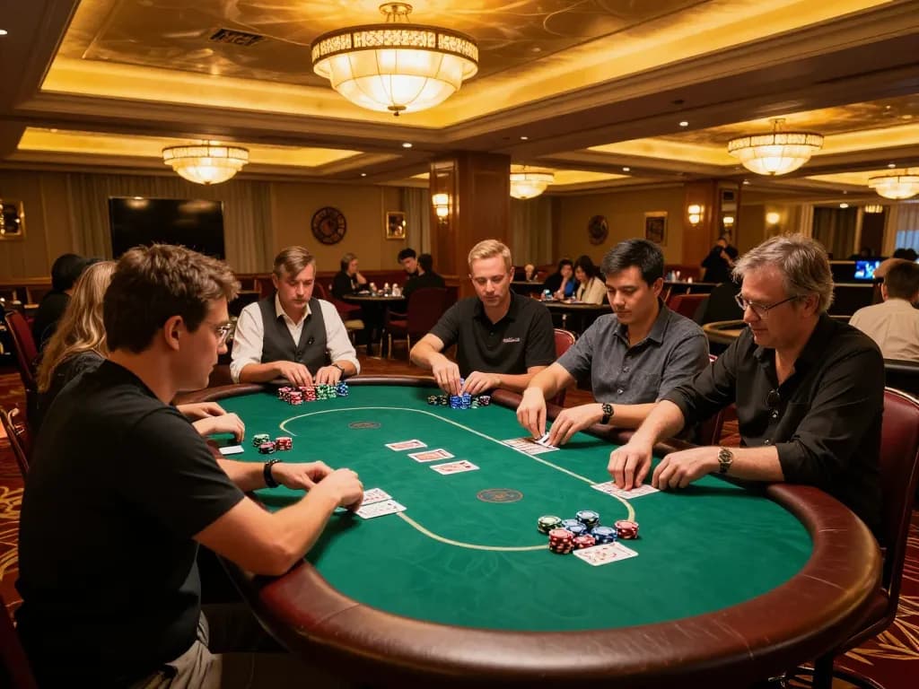 Players enjoying a thrilling poker game at RR88 casino, showcasing excitement and competitive spirit.