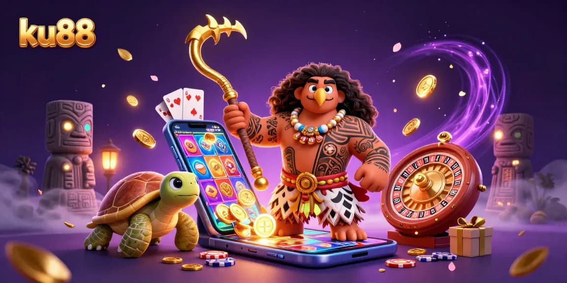 Engage with ku88's vibrant 3D casino world featuring exciting game elements.