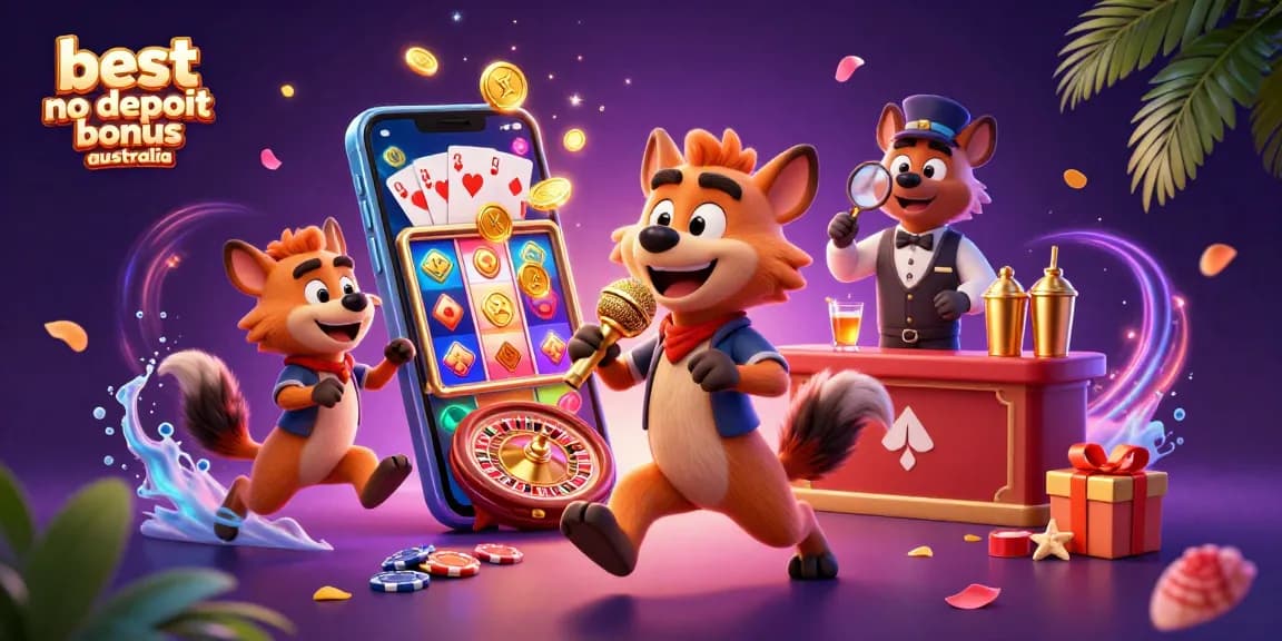 Experience the best no deposit bonus Australia with a vibrant casino scene featuring hyenas at play.