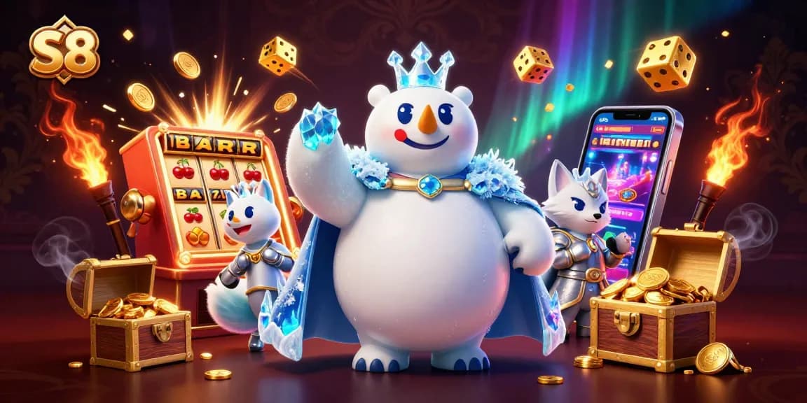 Catch stunning wins at S8 with the polar bear and fox in a vibrant casino fantasy.
