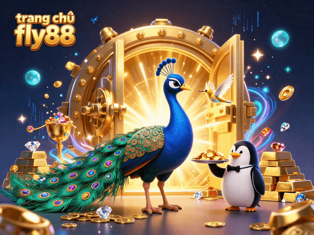 Experience the excitement at trang chủ fly88 with a vibrant 3D casino scene showcasing fortune and fun.