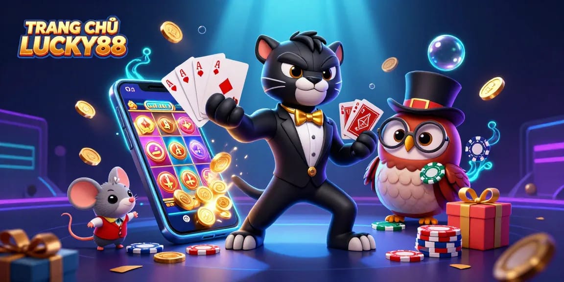 Engage with TRANG CHỦ LUCKY88 by betting smartly with vibrant casino characters.