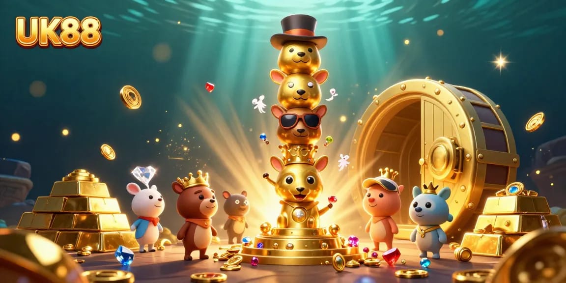 Experience thrilling fun with UK88's vibrant golden totem pole and dazzling treasures.