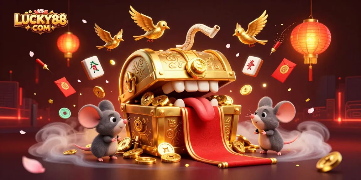 Experience the thrilling world of LUCKY88 COM with vibrant gaming elements and rich treasures.