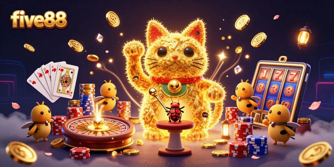 Enhance your five88 gaming experience with vibrant visuals showcasing a dynamic casino scene.