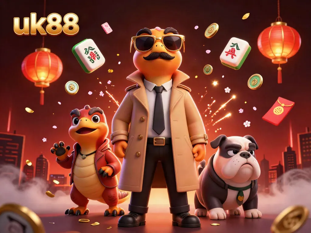 Experience the thrilling excitement of UK88 with raptors, vibrant lanterns, and festive elements.
