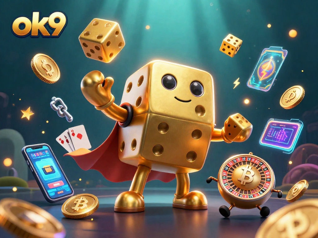 Experience thrilling gaming action with ok9's colorful casino characters in an exciting digital scene.