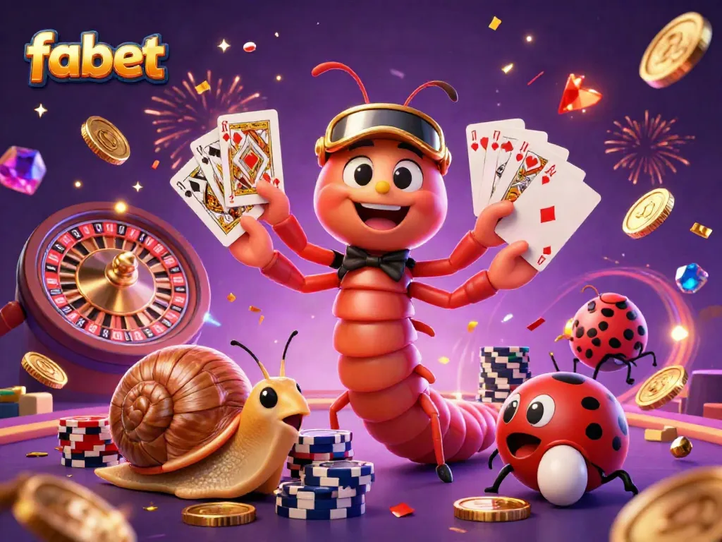 Experience the excitement of fabet's casino adventure with a vibrant 3D illustration featuring whimsical characters and dynamic gaming elements.