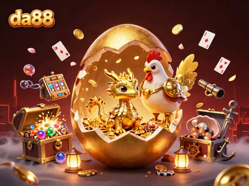 Experience thrilling games and slots at da88 with golden casino characters and lively treasures.