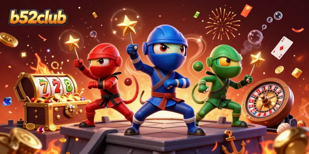 Experience thrilling gameplay at b52club with vibrant characters and casino elements packed into a rich scene.