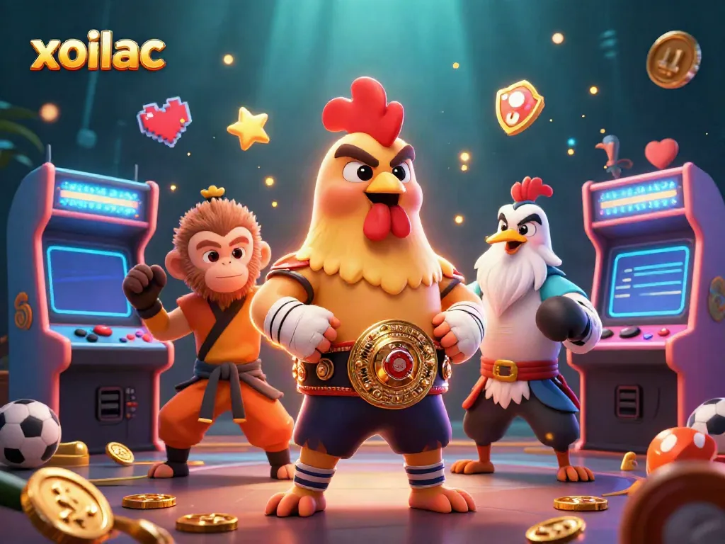 Experience exciting soccer betting action with Xoilac featuring dynamic 3D characters and vibrant game elements.