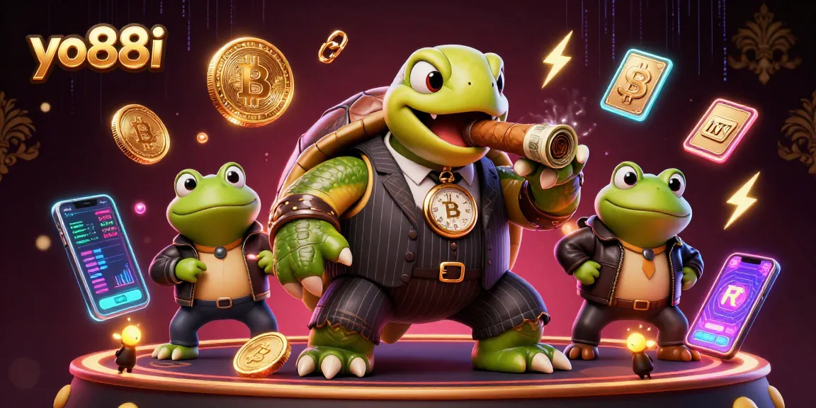 Win big with yo88i's thrilling casino adventures featuring a cartoon turtle and frog enforcers.
