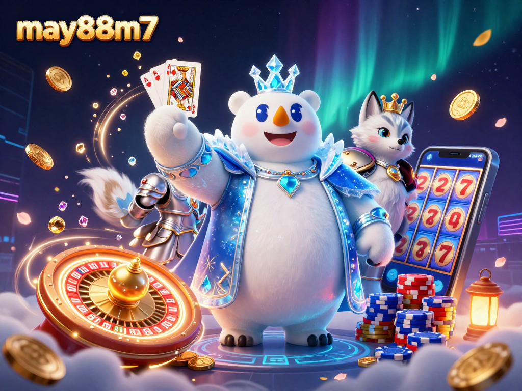 Experience thrilling moments at may88m7 with our stunning 3D ice king and snow fox, cascading casino elements!