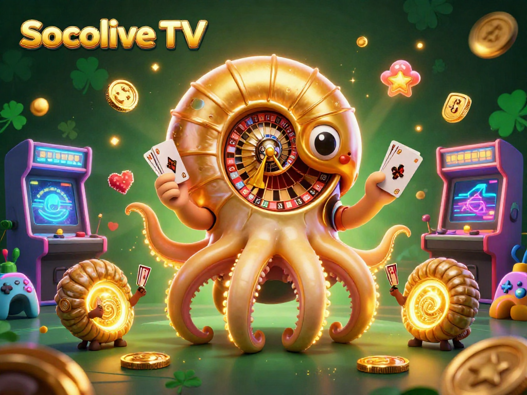 Experience Socolive TV with a vibrant 3D casino scene full of animated gaming excitement.