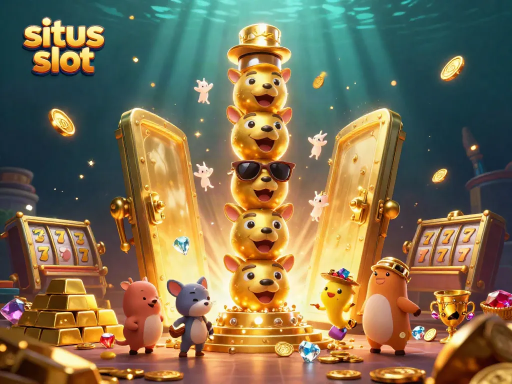 Bermain di situs slot dengan mesin slot berwarna-warni dan harta karun bercahaya