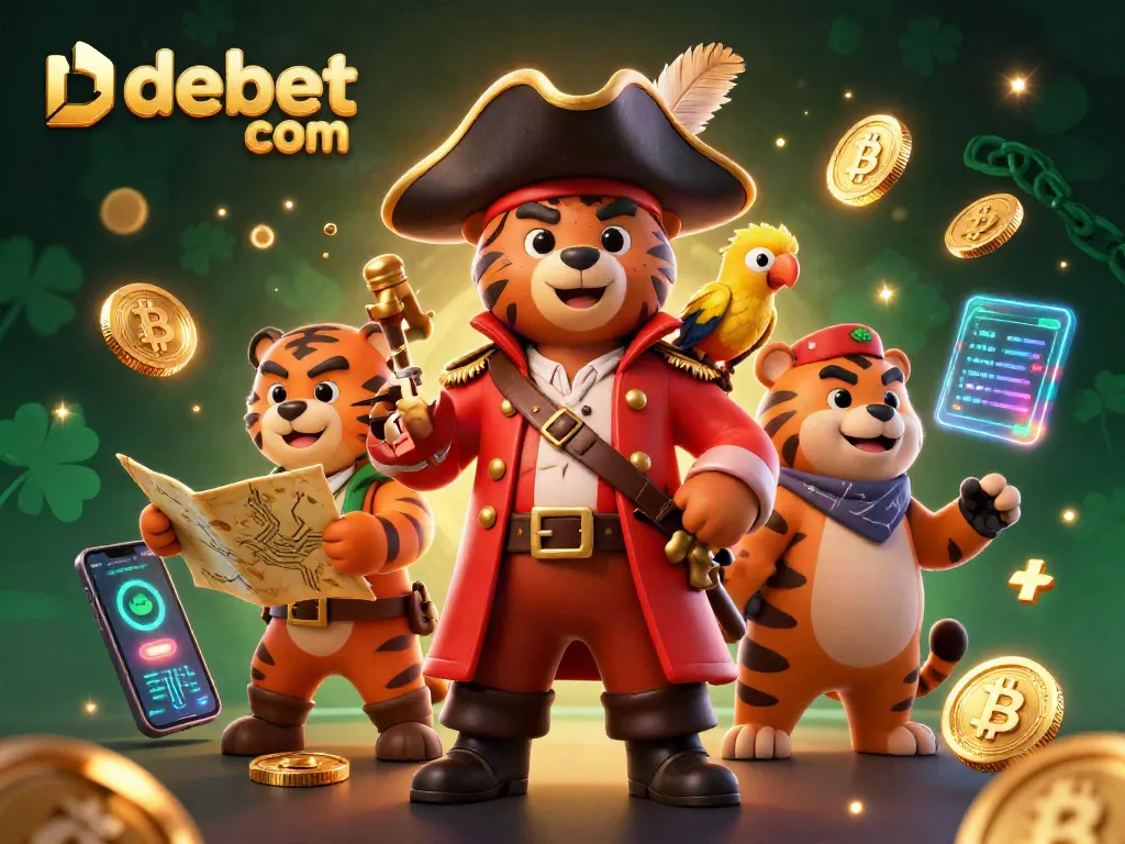 Experience gaming excitement with debet com in a vibrant 3D casino scene filled with treasures.