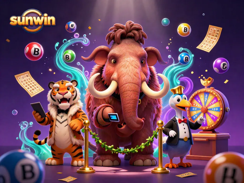 Experience thrilling gaming at sunwin with a vibrant casino illustration featuring unique characters.