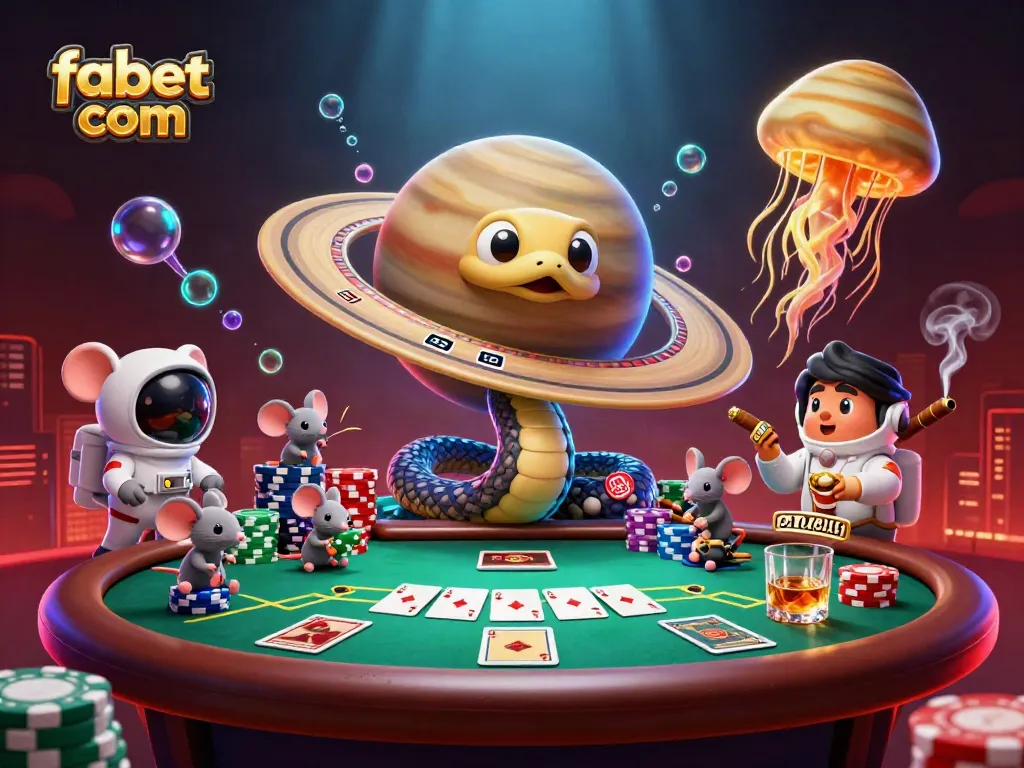 Experience thrilling gameplay at fabet com with a 3D illustration of cosmic casino action.
