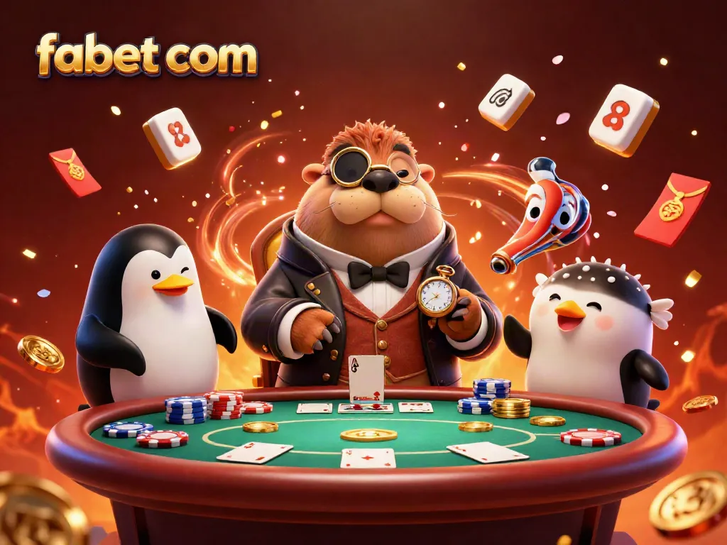 Join the fun with fabet com at a vibrant underwater poker game with a walrus and penguin dealers.