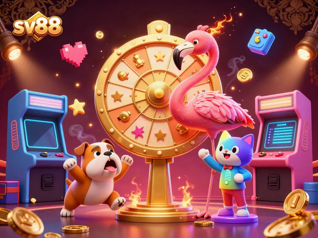 Engage with sv88's thrilling gameplay featuring vibrant characters in a lively casino scene.
