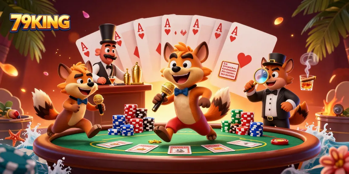 Experience the lively comedy at 79KING casino, where hyenas entertain with games and drinks.