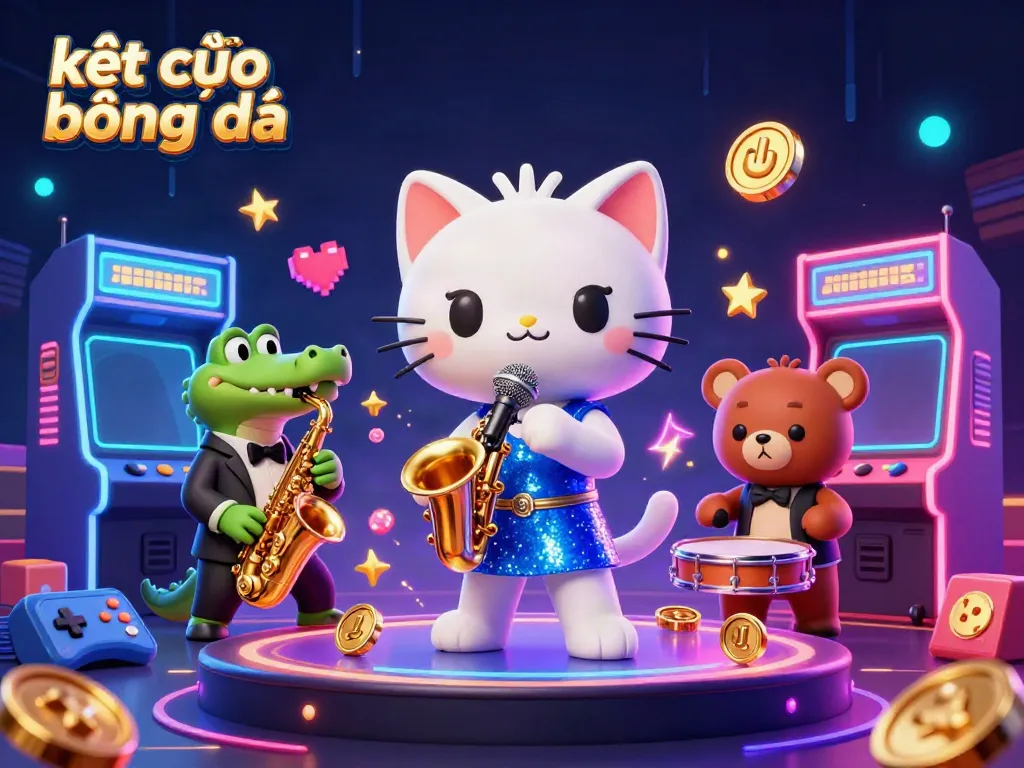 Experience kết quả bóng đá through vibrant casino characters and elements in a lively scene.