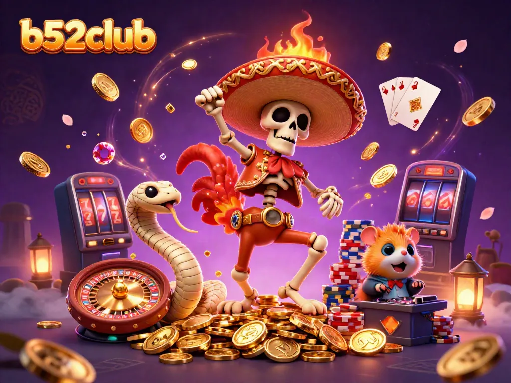 Win big at b52club with this dynamic casino-inspired 3D scene featuring vibrant characters!