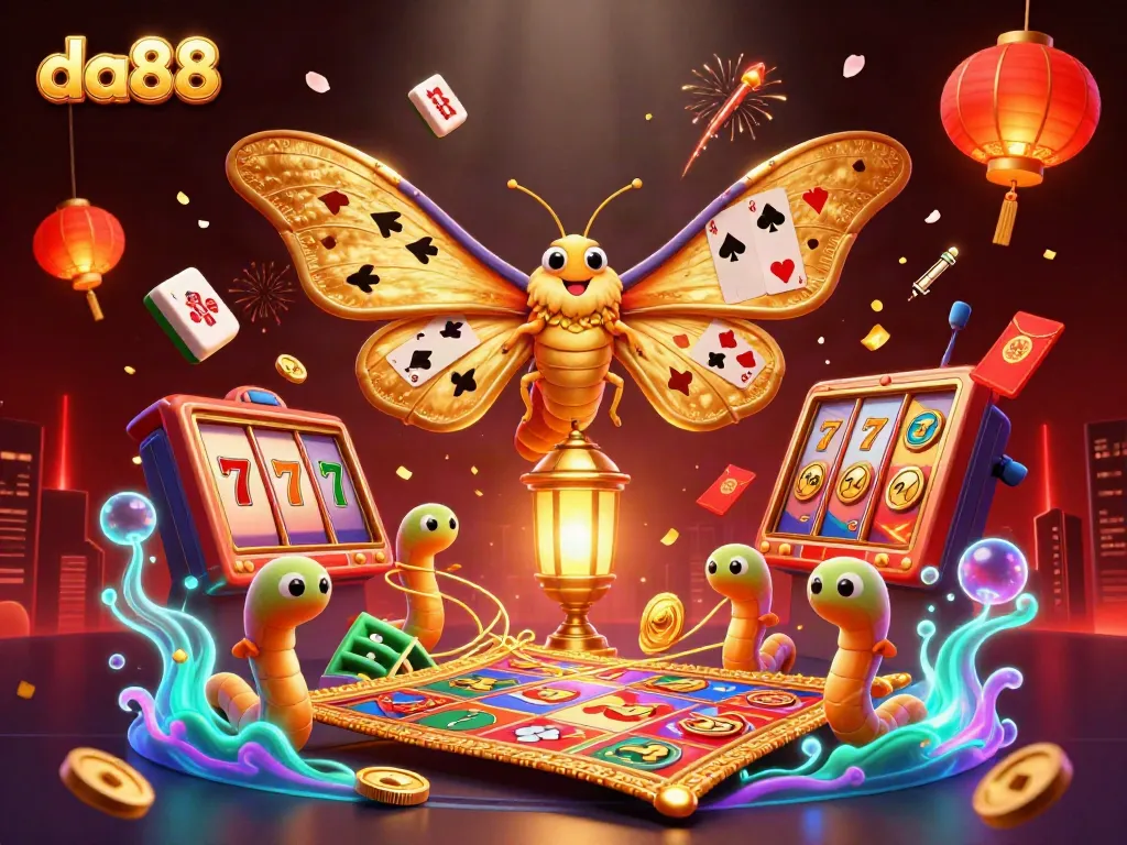 Engage in thrilling slots at da88 with a dynamic casino scene featuring vibrant characters.