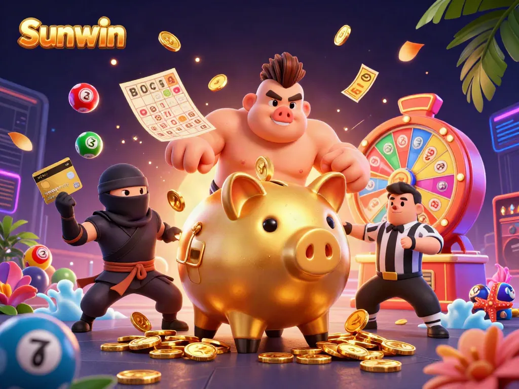 Engage in thrilling gameplay at Sunwin's dynamic casino, featuring exciting characters and colorful elements.