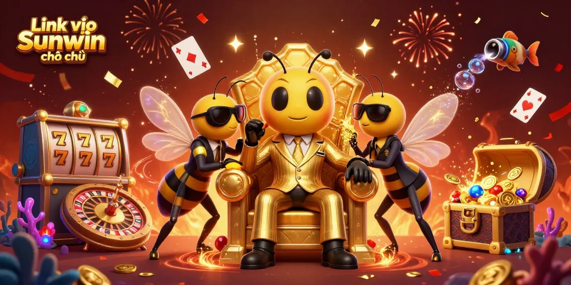 Engage with Link vào Sunwin chính thức in a vibrant 3D casino scene featuring animated characters and gameplay elements.