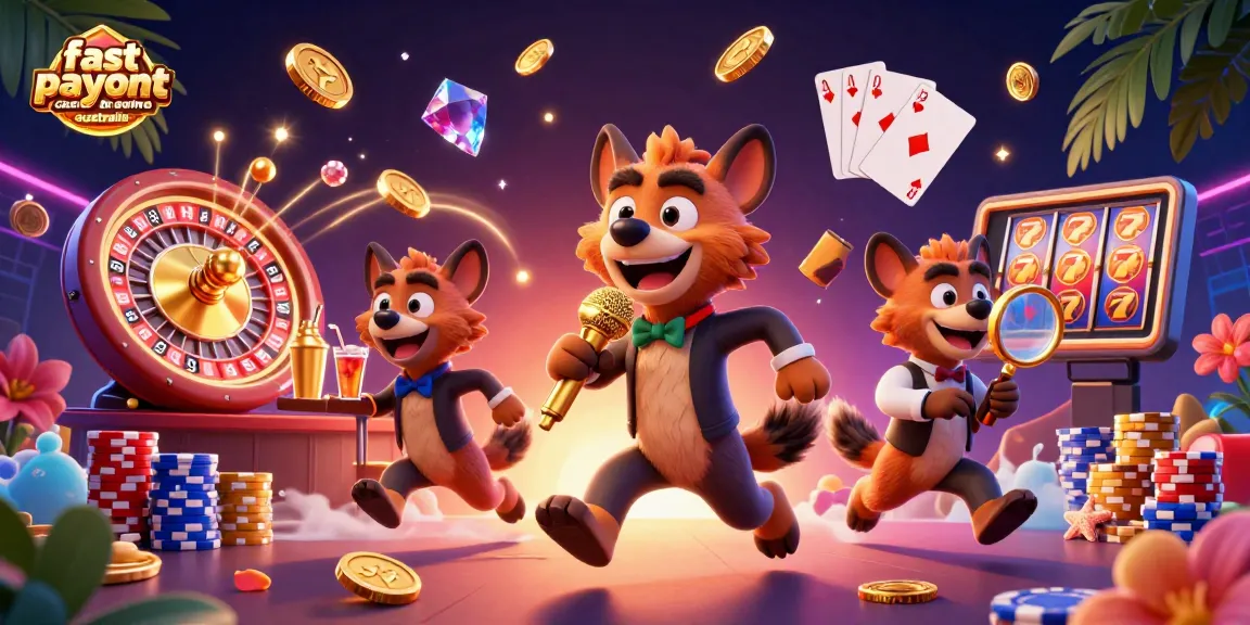 Experience the thrill at fast payout casino online australia with lively hyenas in a vibrant casino scene.