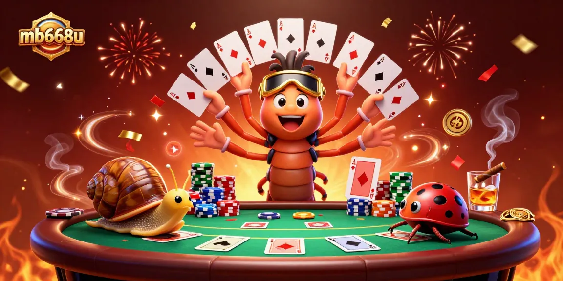Engage in thrilling gameplay at mb668u with a dynamic casino scene featuring vibrant characters and poker elements.