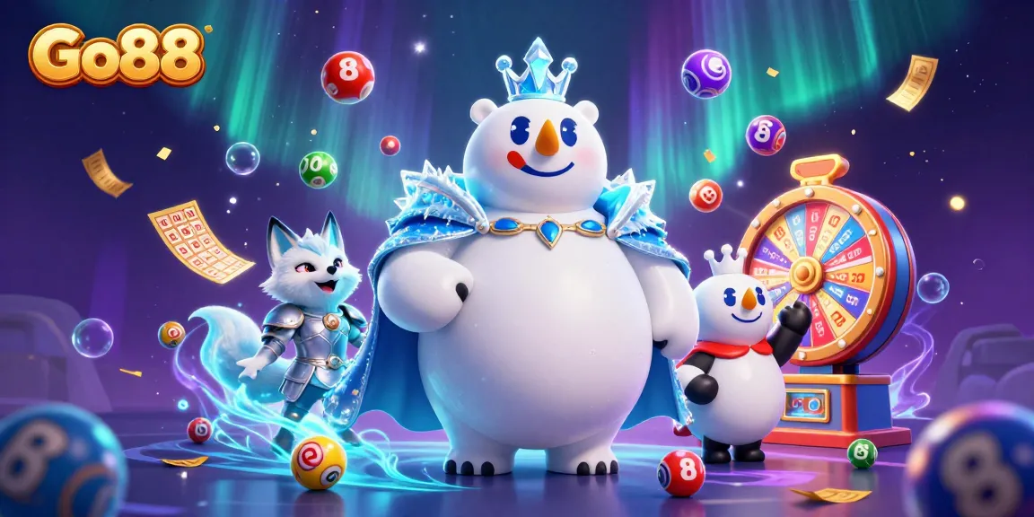 Play thrilling games at Go88 with exciting lottery elements and a dynamic polar bear scene.