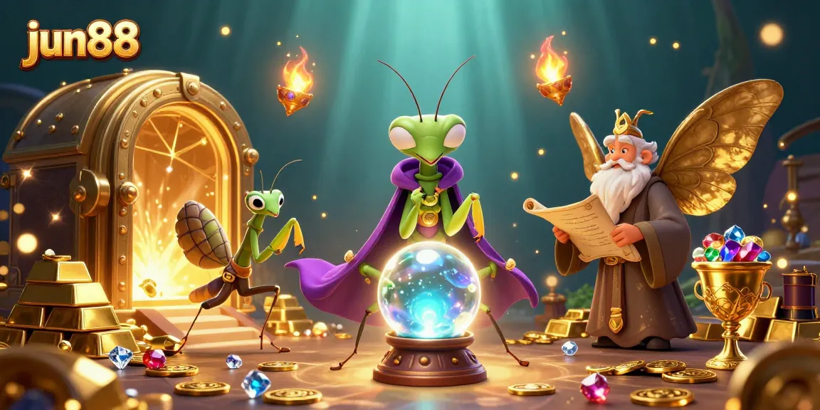 Bet on riches with jun88 as a 3D fortune teller reveals fortunes and treasures in an enchanting scene.