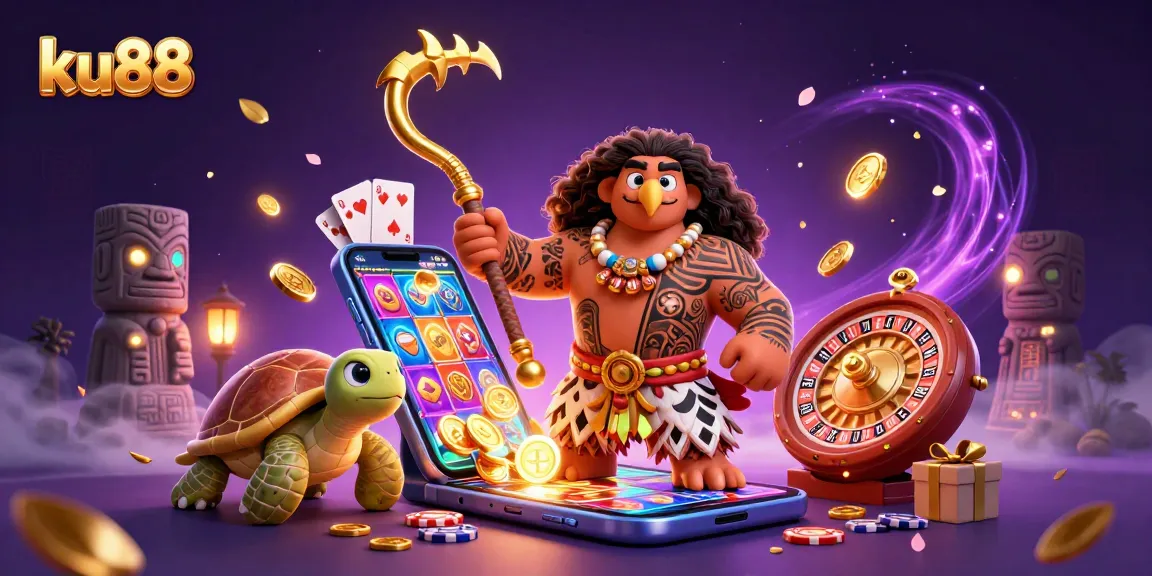 Engage with ku88's vibrant 3D casino world featuring exciting game elements.